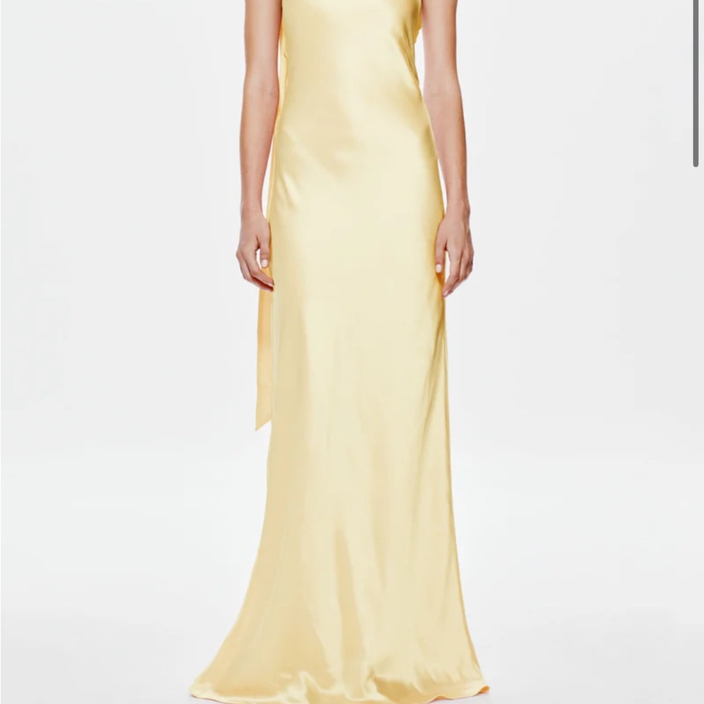 Elegant Yellow Satin Evening Gown